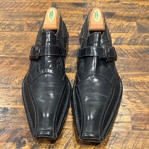 Sleek Black Leather Men's Oxfords
